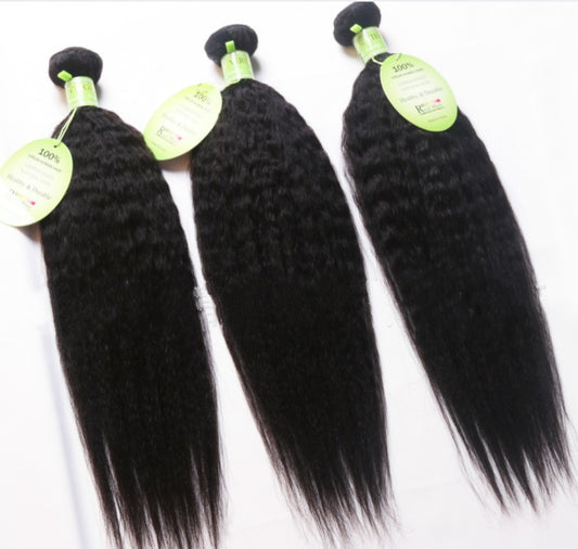 Brazilian Hair Bundles in Kinky Yaki Straight