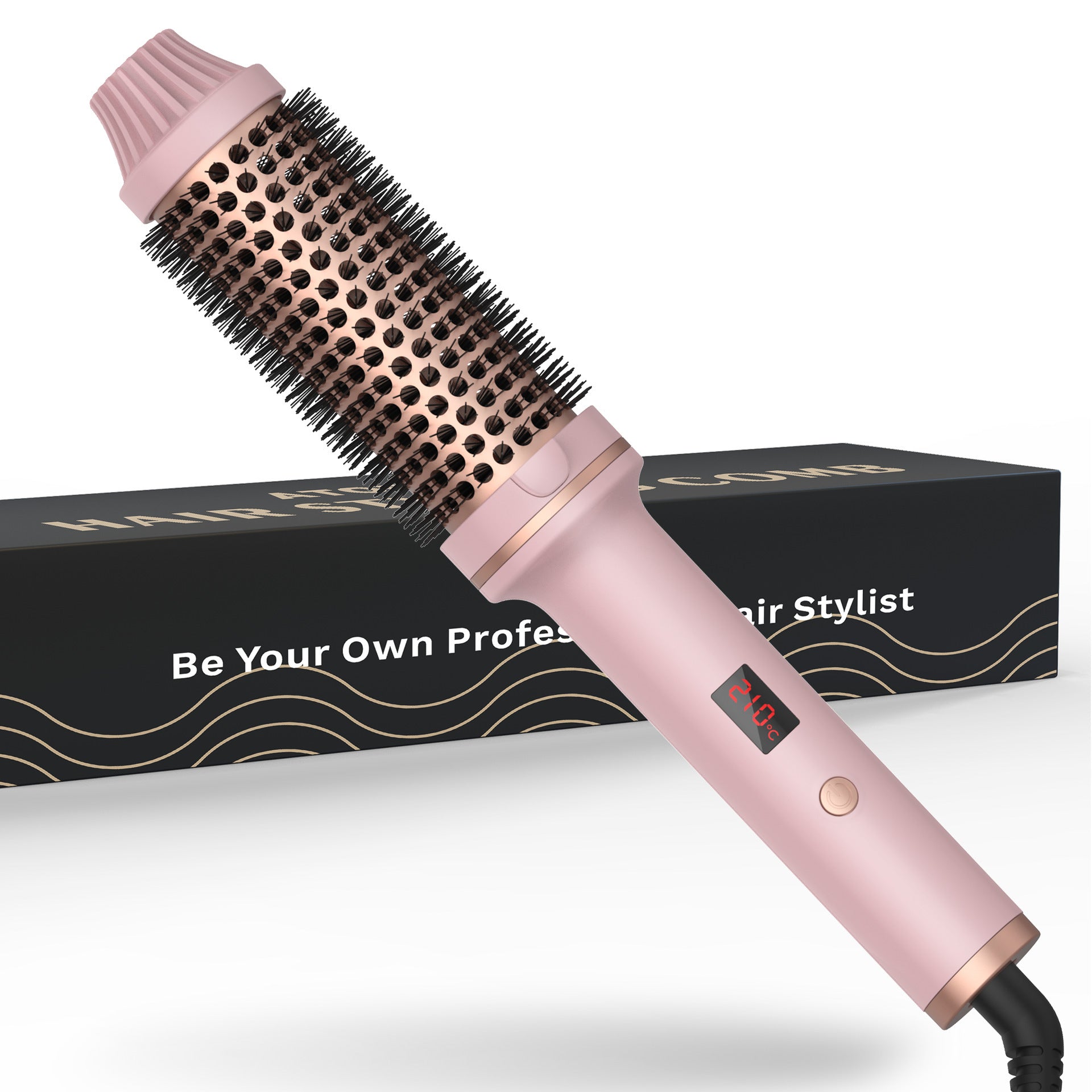 GlowWave Pro: 2-in-1 Ionic Hair Curler and Straightener Brush